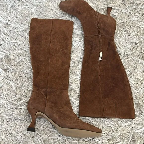 Sam Edelman Leigh Brown Suede Tall Knee-High Boots in Toasted Coconut $250 Sz 6