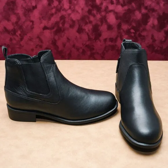 SAS Women Mojo Zip Black Leather Padded Chelsea Ankle Wide Boots sz 10