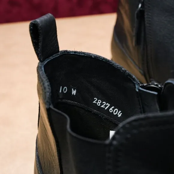 SAS Women Mojo Zip Black Leather Padded Chelsea Ankle Wide Boots sz 10