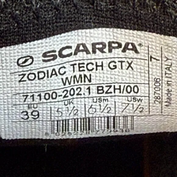 Scarpa Zodiac Tech GTX Mountaineering Boots Green Blue EU39/ US W7.5 New w/ Tags