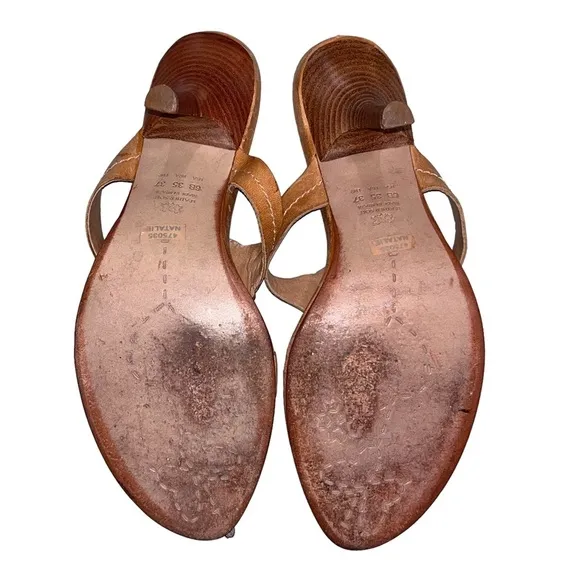Schutz Natalie Brown Leather Medallion Sandals Heels