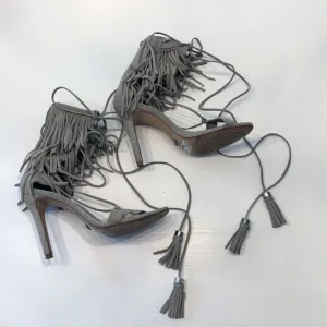 Schutz Women's Kija Fringe Suede Gladiator Heels Sandals Tassels US Size 6.5 B‎