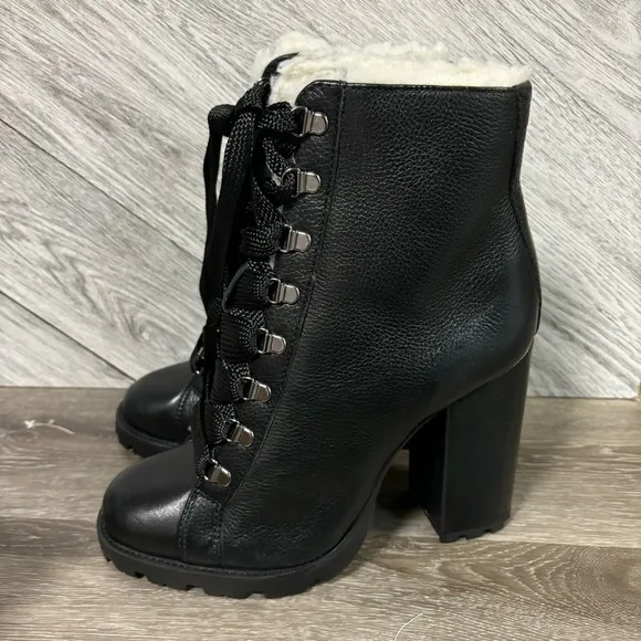 SCHUTZ | Zhara Winter Heeled Boots Lug Sole Leather Size 9.5 NEW