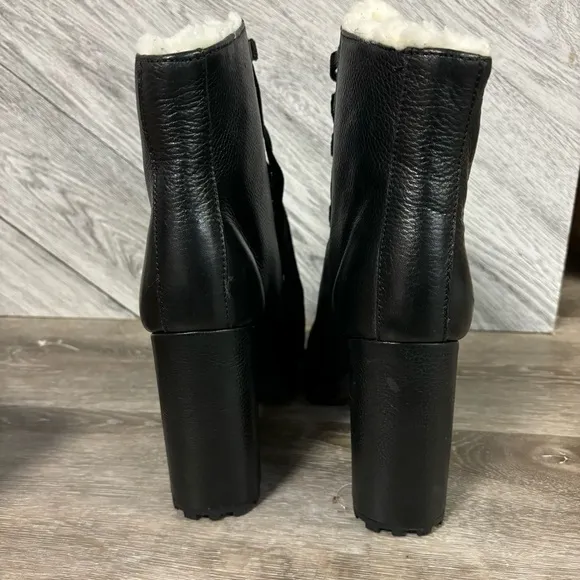 SCHUTZ | Zhara Winter Heeled Boots Lug Sole Leather Size 9.5 NEW