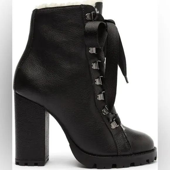 SCHUTZ | Zhara Winter Heeled Boots Lug Sole Leather Size 9.5 NEW