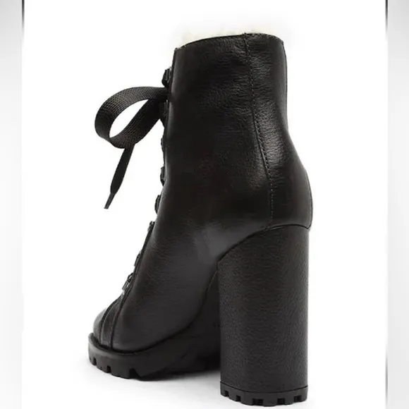 SCHUTZ | Zhara Winter Heeled Boots Lug Sole Leather Size 9.5 NEW