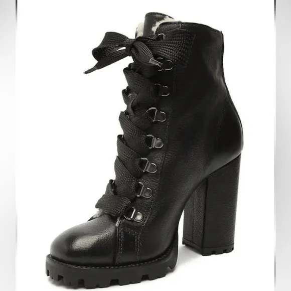 SCHUTZ | Zhara Winter Heeled Boots Lug Sole Leather Size 9.5 NEW