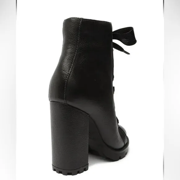 SCHUTZ | Zhara Winter Heeled Boots Lug Sole Leather Size 9.5 NEW