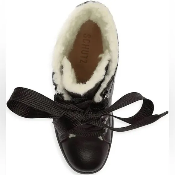 SCHUTZ | Zhara Winter Heeled Boots Lug Sole Leather Size 9.5 NEW
