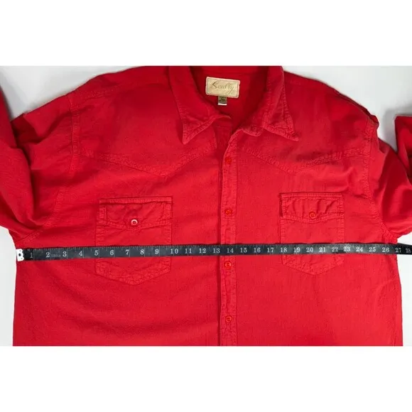 Scully Long Sleeve Western Shirt Mens XXL Red Peruvian Cotton Button Front