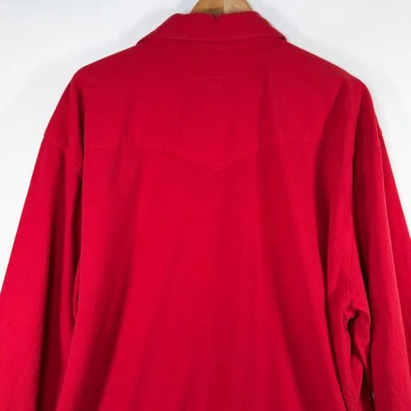 Scully Long Sleeve Western Shirt Mens XXL Red Peruvian Cotton Button Front