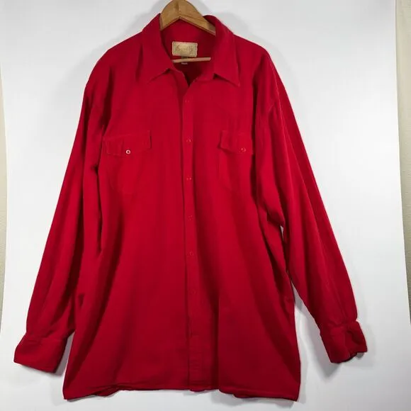 Scully Long Sleeve Western Shirt Mens XXL Red Peruvian Cotton Button Front
