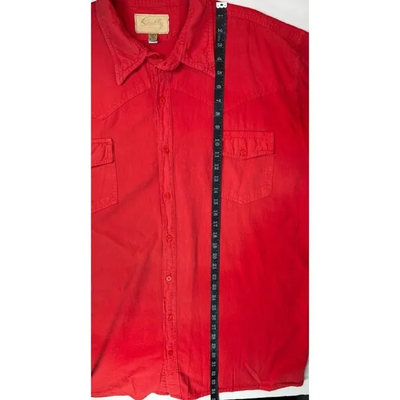 Scully Long Sleeve Western Shirt Mens XXL Red Peruvian Cotton Button Front