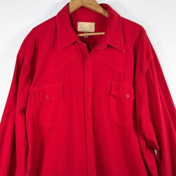 Scully Long Sleeve Western Shirt Mens XXL Red Peruvian Cotton Button Front