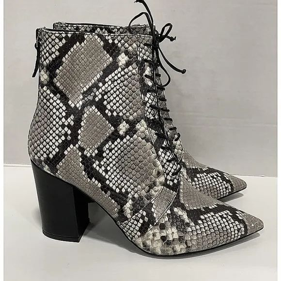 Self-Portrait Snakeskin Leather Ankle Boots – US Size 10, Made in Italy, EUC