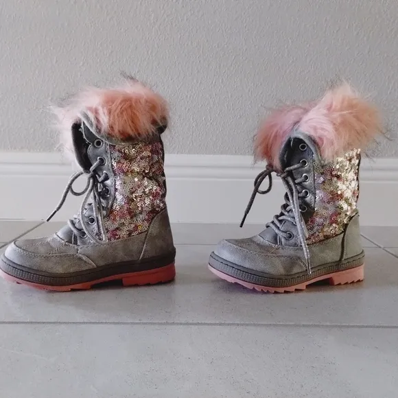 Sequin Faux Fur Boots
