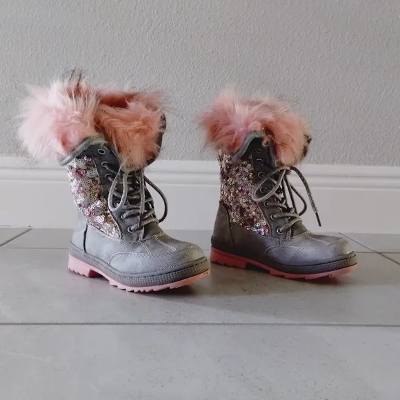 Sequin Faux Fur Boots