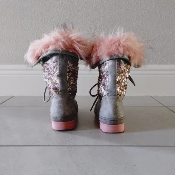 Sequin Faux Fur Boots