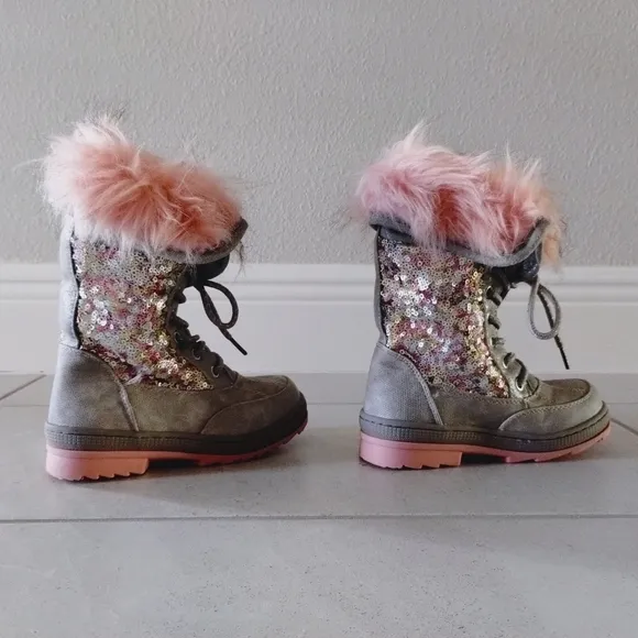 Sequin Faux Fur Boots