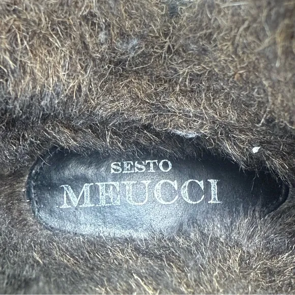 Sesto Meucci black leather and faux fur ankle boots size 8.5 M