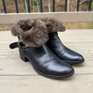 Sesto Meucci black leather and faux fur ankle boots size 8.5 M