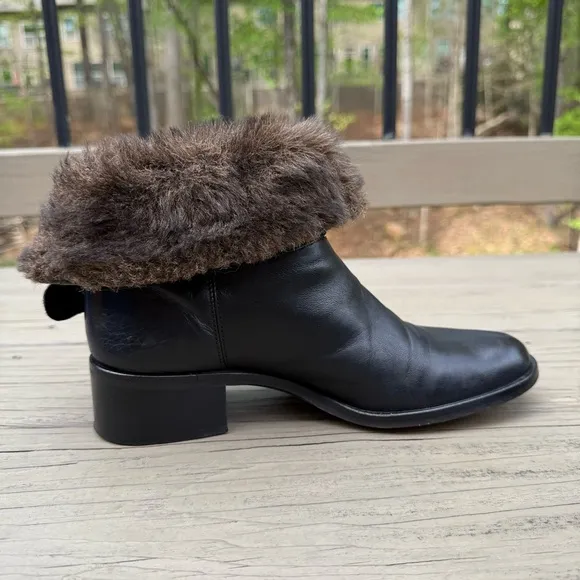 Sesto Meucci black leather and faux fur ankle boots size 8.5 M