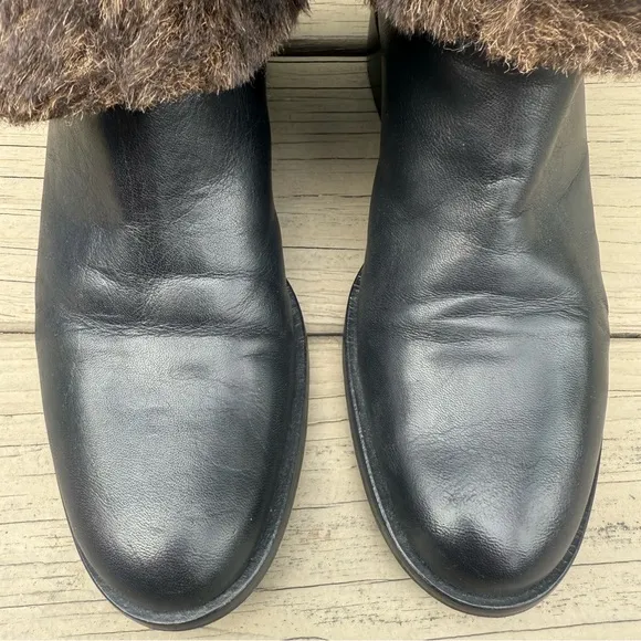 Sesto Meucci black leather and faux fur ankle boots size 8.5 M