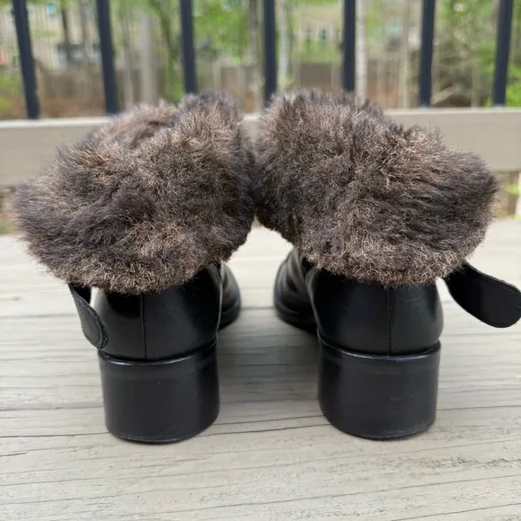 Sesto Meucci black leather and faux fur ankle boots size 8.5 M