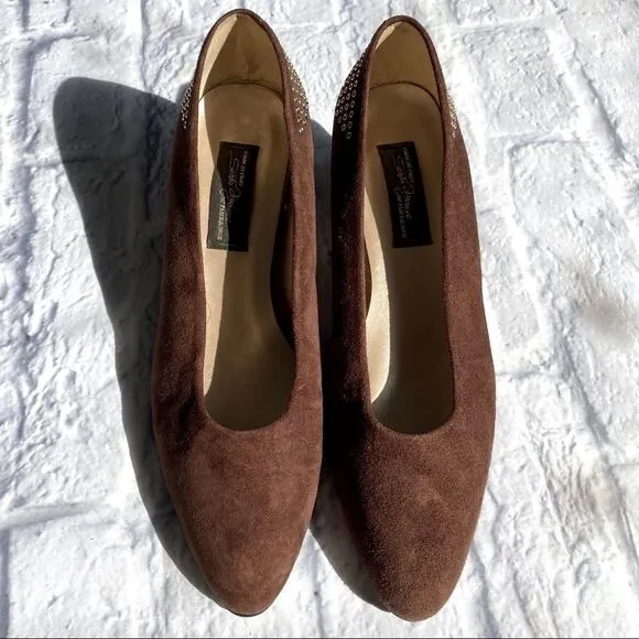 Sesto Meucci Brown Grommet Suede Pump Shoes 8
