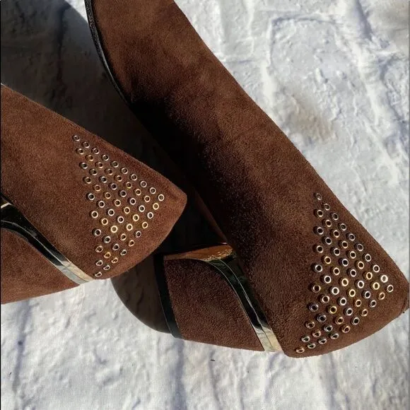Sesto Meucci Brown Grommet Suede Pump Shoes 8