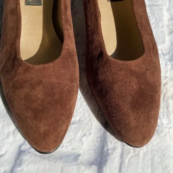 Sesto Meucci Brown Grommet Suede Pump Shoes 8