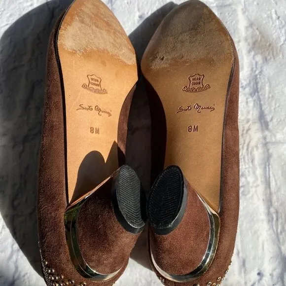 Sesto Meucci Brown Grommet Suede Pump Shoes 8