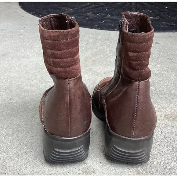 Sesto Meucci brown short ankle boots wedge brown leather women 8 M
