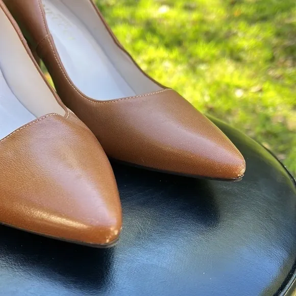 Sesto Meucci Heels Pointy Closed Toes, Brown, size 8 1/2