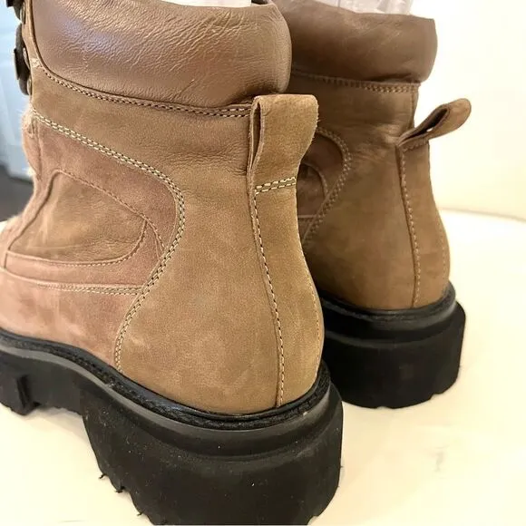 Seychelles From The Start Leather Boots Faux Fur Accents in Brown Size 7 NWOB