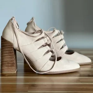 Seychelles pink suede leather lace up heels 7