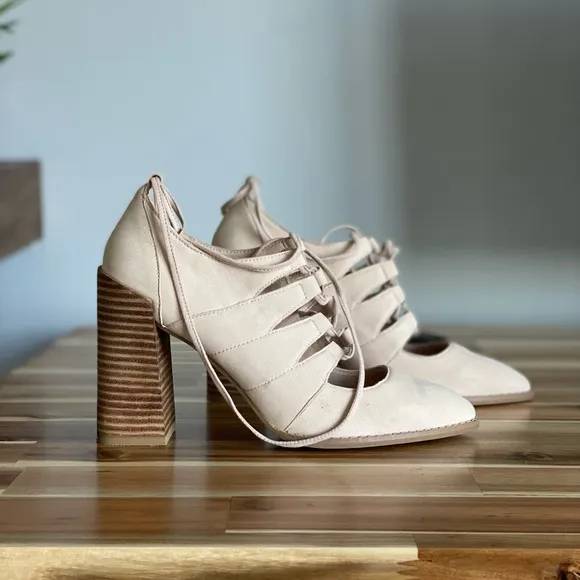 Seychelles pink suede leather lace up heels 7