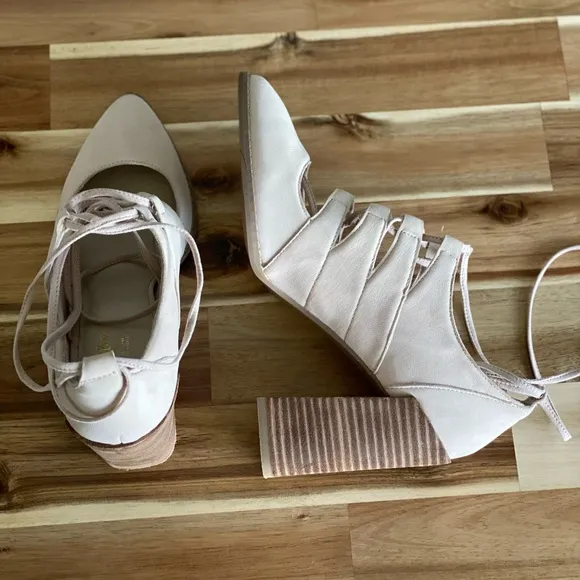 Seychelles pink suede leather lace up heels 7