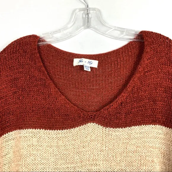 She   Sky 3/4 CUFF SLEEVE COLOR BLOCKED Sweater