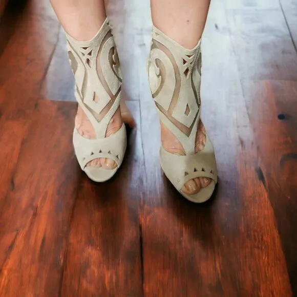 Siergon Morrison suede heels with illusion cut outs