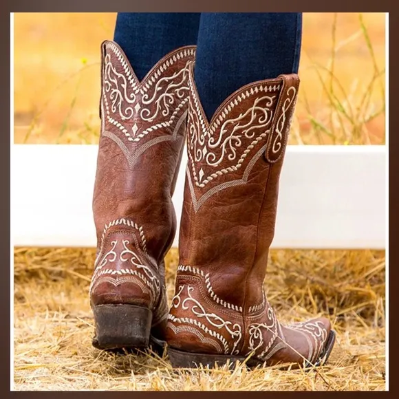 Sinatra Women’s Old Gringo Western Boot Size 8 Brown Leather Embroidered