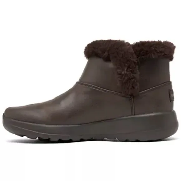 SKECHERS BROWN FUR LINED ANKLE BOOTS