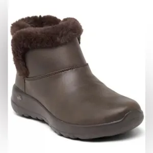 SKECHERS BROWN FUR LINED ANKLE BOOTS