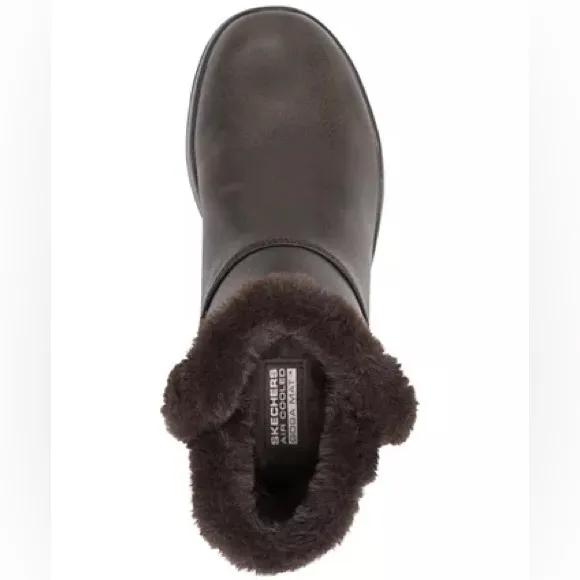 SKECHERS BROWN FUR LINED ANKLE BOOTS