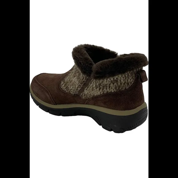 Skechers Easy Going Sweater Knit Ankle Boots Warmhearted Chocolate - Medium