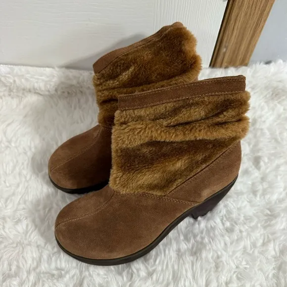 Skechers Faux Suede Fur Ankle Boots Size 6