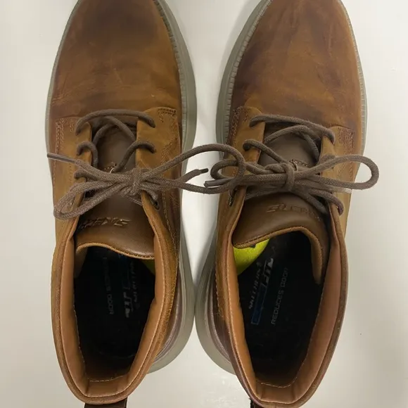 Skechers Garza Fontaine Brown Leather Chukka Boots Mens 8