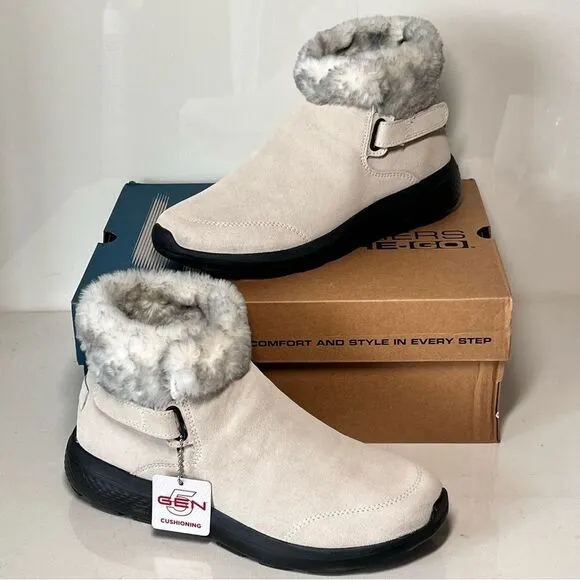 Skechers On the GO City 2 Cuddle Up Suede and Faux Fur Ankle Boots