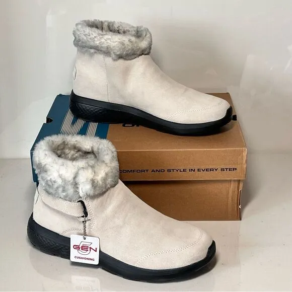 Skechers On the GO City 2 Cuddle Up Suede and Faux Fur Ankle Boots