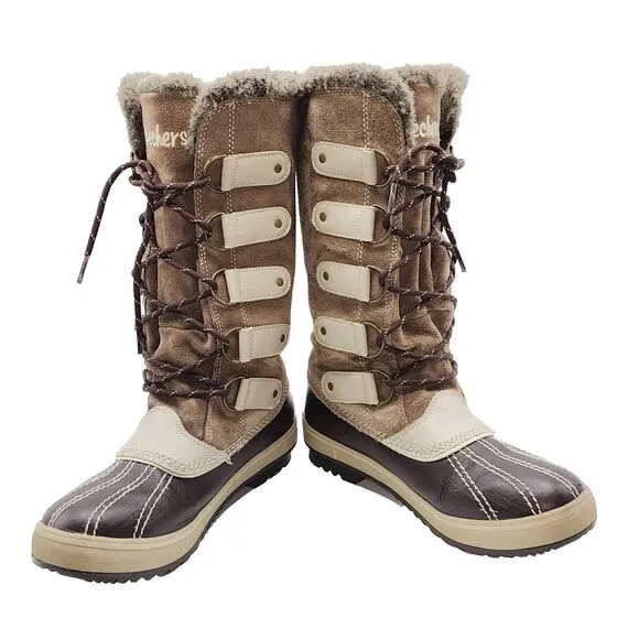 Skechers Womens Highlanders Brown Suede Upper Thinsulate Winter Boots Size 7 NEW
